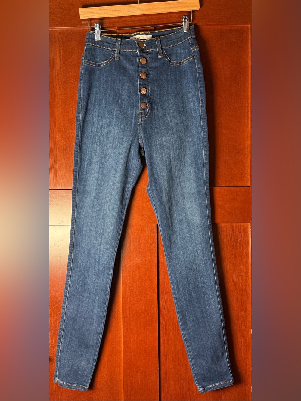 Vibrant Miu Nora Button Up High Rise Skinny Jeans Blue Size 13/W30